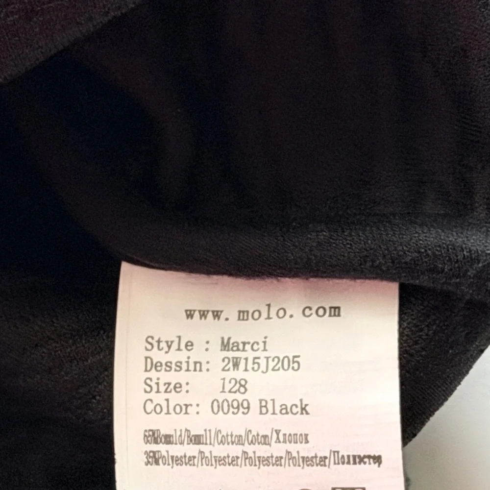 Molo Marci Quilted Peplum Jacket Sz Sm/128 Black Textured Zip Up Cardigan Moto